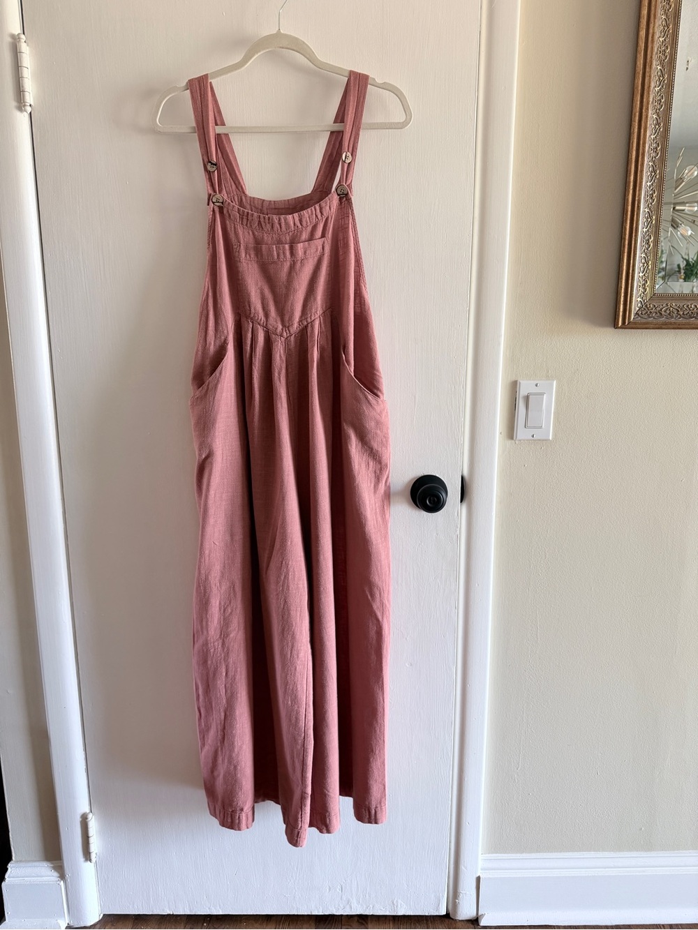 NATURAL LIFE Wide-Leg Linen-like Cotton Jumpsuit, Flowy Wide Leg, Small Medium - Picture 4 of 14